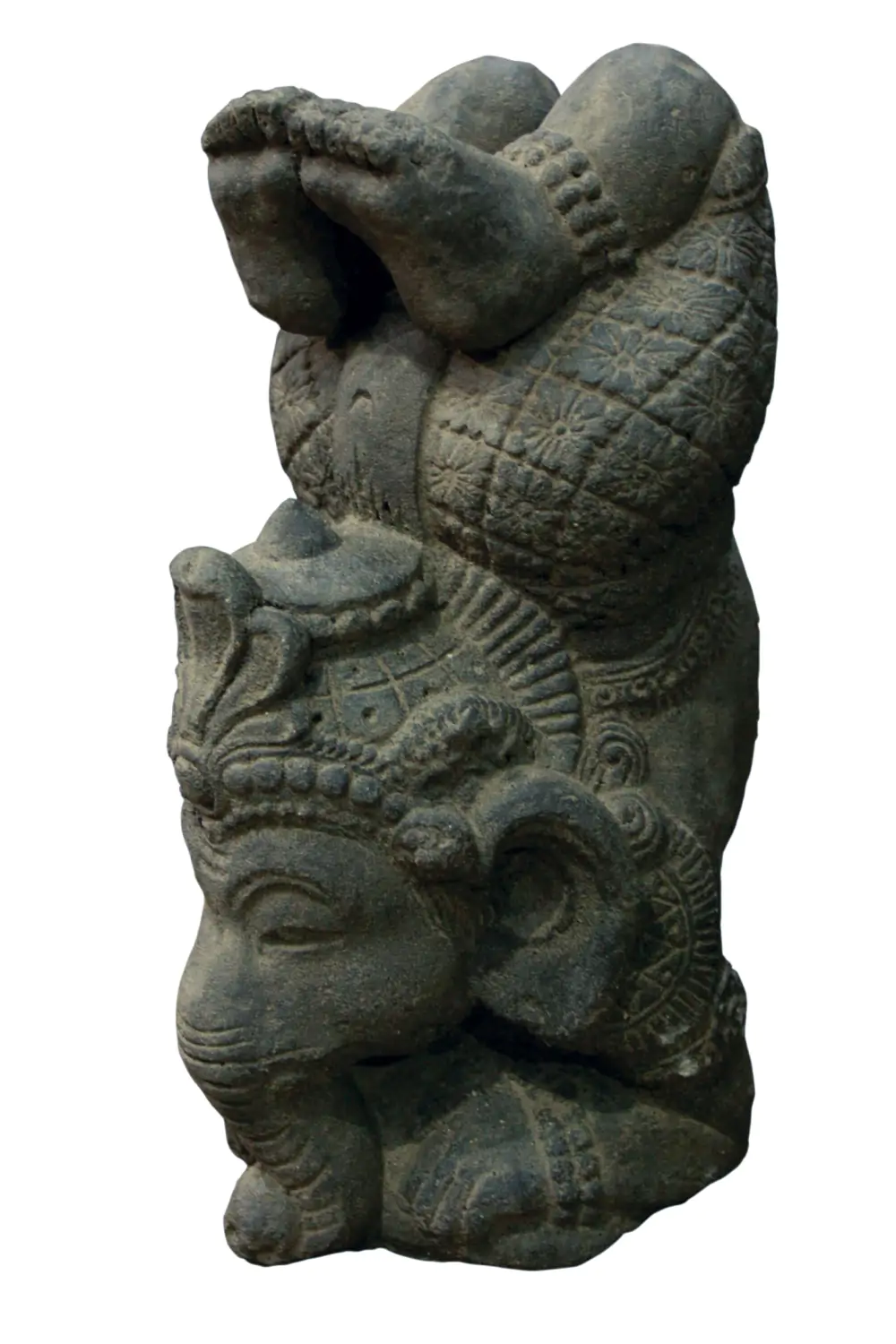  Product image 2 of the product “Ganesha with headstand in lotus pose , 35cm height, cast stone, handcrafted & coloured ”